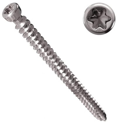 Tornillos de acero inoxidable A2 para marco de ventana, 7,5 x 82 mm, 100 unidades - 8,5 mm, cabeza cilíndrica TX30, para la construcción de ventanas con doble rosca y diámetro reducido de la punta