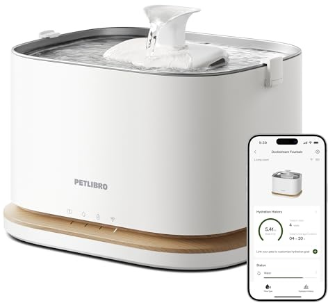 PETLIBRO Fontana per Gatti Upgrade, Senza Fili e a Batteria, Monitoraggio App 3L/101oz, Fontana Dockstream 2 con Vassoio in Acciaio Inossidabile, Dispenser d'Acqua per Cani WiFi 5GHz