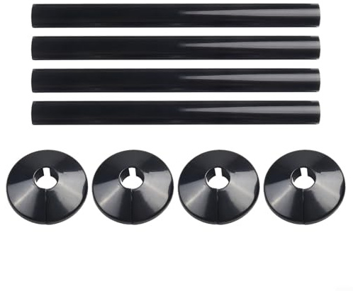 Besttoolifes Lot de 8 manchons modernes pour tuyaux de 15 mm avec colliers pour système de chauffage de radiateur, accessoires de plomberie de salle de bain, design à clipser chromé, noir et blanc