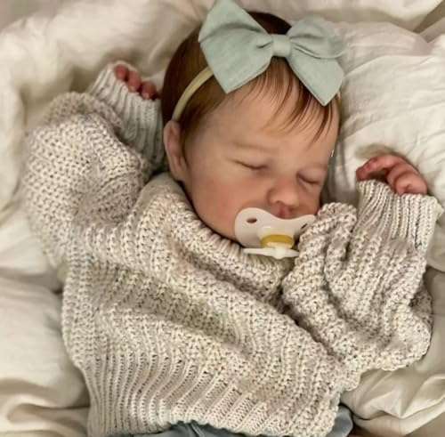 RXDOLL Reborn babydockor silikon helkropp flicka Loulou 50 cm realistiska babydockor som ser riktiga sovande bebisar nyfödd docka anatomiskt korrekt leksak för flickor 3+