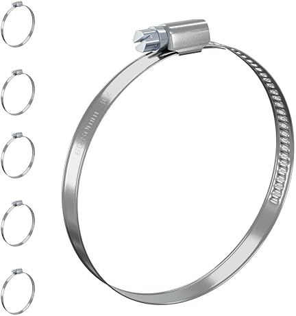 Set di 6 fascette stringitubo in acciaio inox, fascette stringitubo da 60 – 80 mm, in acciaio inox 304, morsetti regolabili per tubo della benzina, tubo da giardino, piscina, acqua, tubo del gas