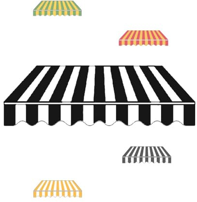 Toldo manual retráctil de repuesto de tela de 5 x 3 m, parasol negro para jardín, balcón, patio y mercado, material duradero, resistente a los rayos UV, resistente a la intemperie