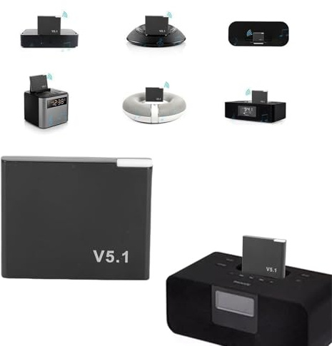 Vikye 30-stifts Bluetooth-mottagare, Bluetooth 5.1-adapter Musikdockningsstation med HiFi-ljud, för SoundDock 1 2 10 Portable