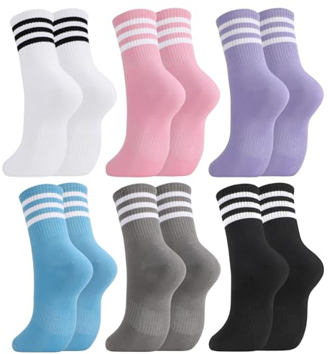 Zuimei 6 Pairs Womens Socks Size 4-7 Multipack Ladies Socks Sport Socks | Breathable Cotton Crew Socks for Womens Everyday Casual Street Sport Gym School