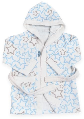 Ti TIN | Barnens badrock för pojke eller flicka med huva | 100% bomull curling handduk | Mjuk och absorberande med färgstjärna design, STRELLITS, 3-4 år