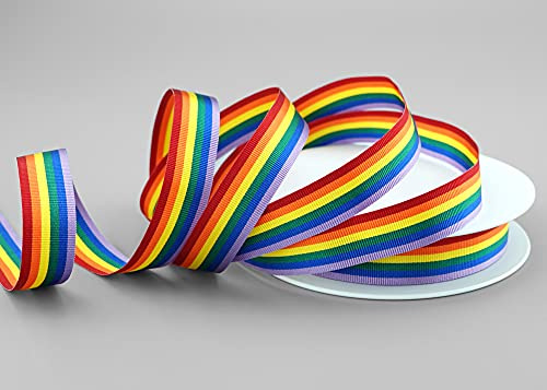 finemark 20 m x 15 mm dekorband regnbåge regnbåge LGBTQ med 6 färger band randig presentband kärlek fred stolthet tolerans flagga dekorativt band dubbelsidig för att dekorera sy förpackning