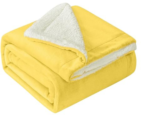 Mixibaby Hochwertige Wohndecken Kuscheldecken, extra Dicke warm Sofadecke/Couchdecke, Größe:150 cm x 200 cm, Farbe:Gelb