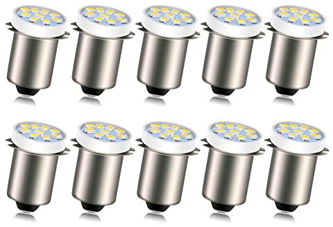 Ruiandsion P13.5S LED-Taschenlampenbirne Warmweiß 4.5V 2016 9SMD Ersatz für 3 Zellen Taschenlampen Taschenlampe Arbeitslicht, nicht polarisiert (10er Pack)