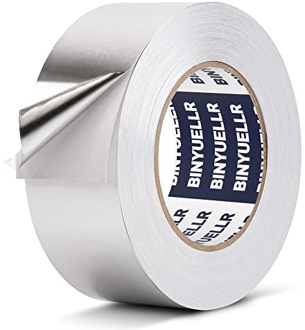Binyuellr Aluminum Foil Tape - 2 Inch x 164 Feet, HVAC Tape Silver Metal Tape for Ductwork, Heavy Duty Duct Tape for Heat Insulation, Reflective Tape, Dryer Vents