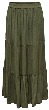 ONLY Falda Larga de Cintura Media para Mujer, Verde, L