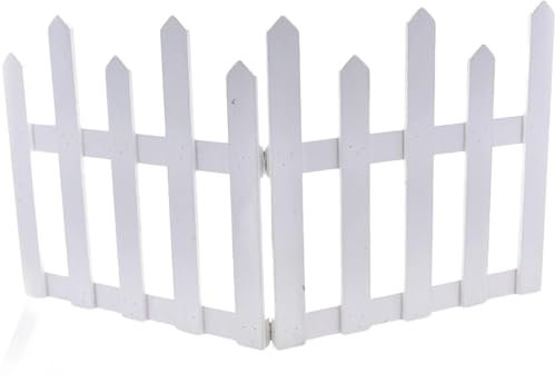 Steccato Natalizio in Legno Recinzione Albero di Natale Picchetto, BIANCA con Effetto Naturale, Staccionata Natalizia con chiusura, pieghevole, Recinzione da giardino (30 cm - lunghezza 120 cm)