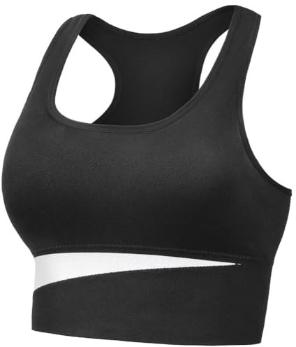 AUYAO Racerback Sports Bra, Sports Bras for Women, Padded Seamless Activewear Bras, Seamless Sports Bra Wirefree Yoga Bra, Super Comfort Bra for Yoga Gym Workout Fitness