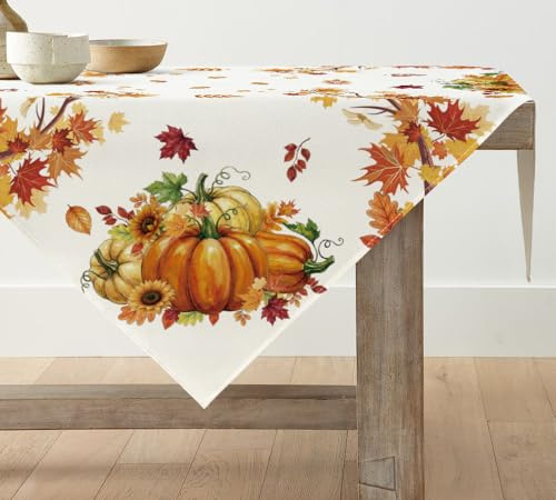 Artoid Mode zucche foglie d'acero girasoli autunno tovaglia stagionale biancheria da tavola cucina decorazione per interni vacanza decorazione festa 100 x 100 cm