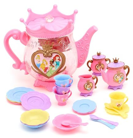 Disney Store Official Disney Princess Tea Set, 24 Pc., Tea Party Playset, Includes Teapot, Teacups, Spoons, Saucers and More