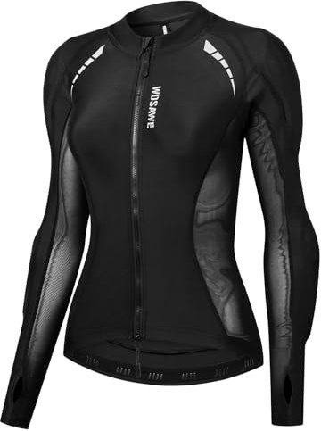 WOSAWE Maglia Giacca Moto Donna Imbottita Maglia Moto Armatura Estate Sport Bike Abbigliamento Protettivo, Nero, L, Nero, L