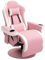 HOMCOM Reclining Gaming Chair, 360° Swivel Racing Video Gaming Manual Recliner with Footrest, Headrest and Cup Holder, PU Leather Armchair with Storage Pocket, Pink