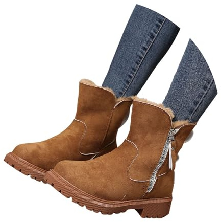 Generisch Damen Boots Winterstiefel Warme Ankle Stiefeletten Wasserfest Gefütterte Winterboots mit Reißverschluss Bequeme Stiefel Winterschuhe Winter Snow Boots Outdoor Frauen