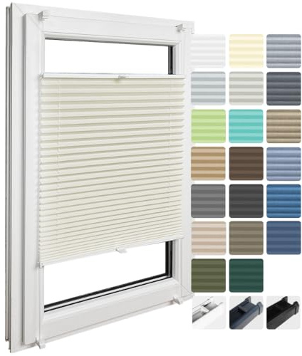 Home-Vision Plissé sans perçage sur mesure Klemmfix – Collection Premium 20 Couleurs de Tissu standard et nid d’abeille 3 Couleurs de Profil – Largeur 30-129 cm Hauteur 50-149 cm – Store intérieur pro