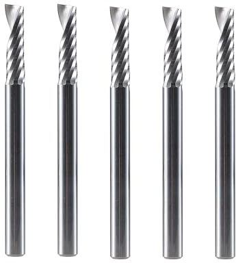 SpeTool 5 stycken aluminiumfräsar 4 mm (1/6 tum) skaft CNC trä VHM 15 mm skärlängd skaftfräs för aluminium och plast