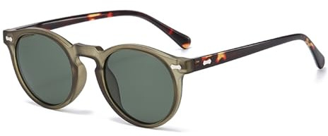 LJCZKA Retro Round Polarized Sunglasses Mens Womens UV400 Protection
