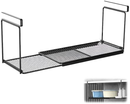 TFLPUO Estante inferior para colgar cesta, estante ajustable, 40-70 cm, armario de cocina, cesta colgante, estante organizador, negro, estante inferior extensible de metal para cocina, armario, mesa
