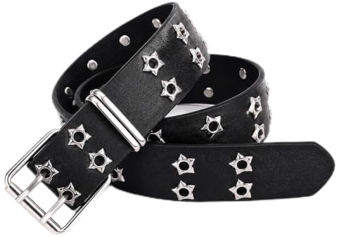 Trevixor Studded Belt,Black Leather Punk Belt with Metal Spikes,Adjustable Punk Accessories for Men Women,Gothic Rock Concert Costume