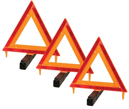 Performance Tool W1498 Large Early Warning Roadside Emergency Reflective Triangle, 3 Pack with Case (Dot Approved), 3 Pack