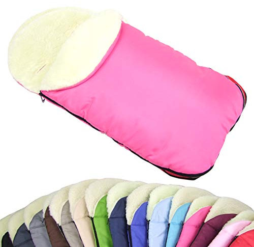 Rawstyle UNIVERSAL Winterfußsack für Babyschale LAMMWOLLE & FLEECE z.B: Maxi-Cosi, Römer etc. *8 FARBEN* Wintersack Fußsack Wolle NEU (Wolle Pink)