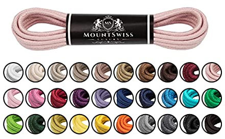 Mount Swiss Luxury Schuhbänder I Wasserabweisende und reißfeste Schnürsenkel rund ø 2-3 mm aus feiner Baumwolle/gewachst Farbe: pink.1302, Länge: 100 cm