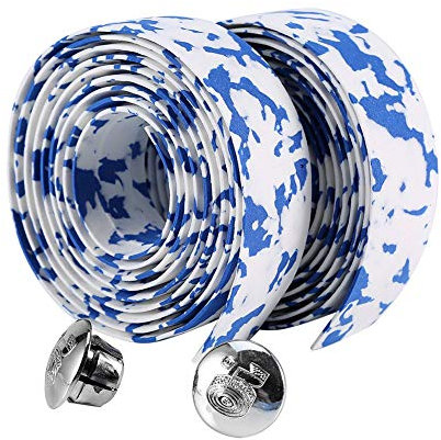 VGEBY1 Fahrrad Lenkerband, 2Pcs Rennrad Lenkerband mit Endkappen, Handlebar Tape, Multicolor (Blau + Weiß) for Cyclists & Outdoor Activities