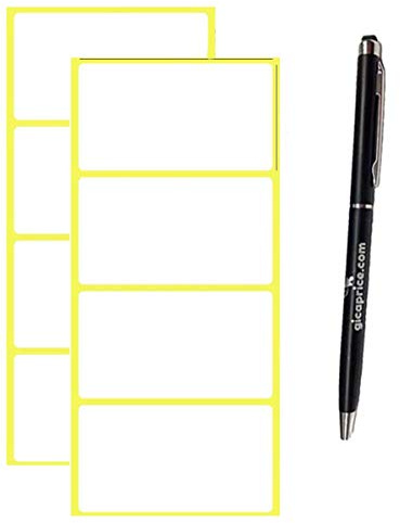 200 ETICHETTE ADESIVE BIANCHE PATINATE, ALTA QUALITA', PER USO UFFICIO - SCUOLA - CUCINA - CONGELATORE - SPEDIZIONE + PENNA TOUCH OMAGGIO (200 ETICHETTE 100 X 50 mm + PENNA)