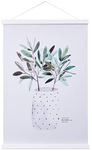 Ywlake Magnetiska affischramar, lätt trä trä affisch hängare hängande kit för canvas konstverk konsttryck (84 cm / 33 tum, vit)