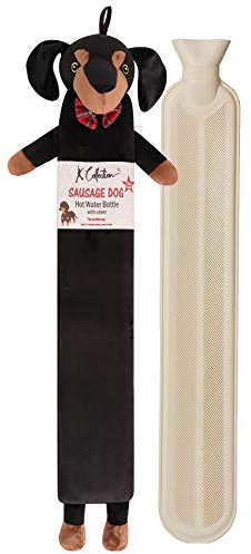 Extra Long Hot Water Bottle – Super Soft Novelty Plush Cover – Natural Rubber 2L Capacity – 72cm Long – Perfect for Pain Relief on Aches or Injuries (Sausage Dog)