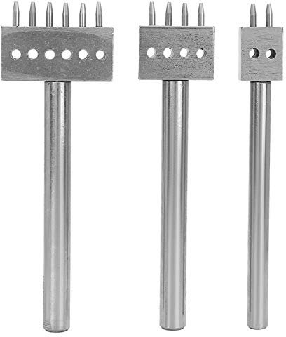 3PCS Spacing Punch Tool DIY Leather Craft Hole Punching Set Belt Profession Leather Hole Punch Tools Cutting Stitch for Wallet Belt Hole Puncher(6mm（2+4+6）)