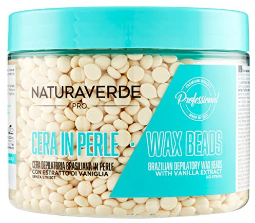 Naturaverde | PRO - Cera Depilatoria Brasiliana in Perle con Estratto di Vaniglia, Ceretta Brasiliana, Cera Brasiliana Perle, Senza Strisce, Cera a Caldo, Ceretta a Caldo, Barattolo da 250g