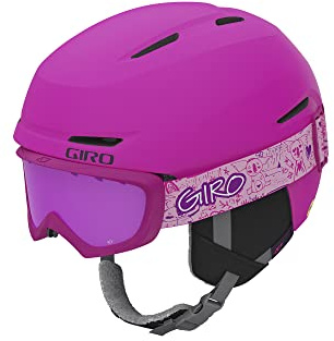 Giro Spur Combo Pack Kids Ski Helmet - Snowboarding Helmet with Matching Goggles for Youth, Boys, and Girls - Matte Bright Pink S (52-55.5cm)