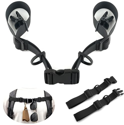 Ikerall 2 Pcs Adjustable Backpack Sternum Straps Chest Belt Hardness Strap with Anti-slip Fixed Clips and Quick Release Buckles for Camping Hiking Jogging