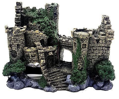Gotetiso Aquarium Dekoration - Harz Schloss Ornamente, Klassische Burgruinen Zubehör für Fisch, Garnele, Schildkröte