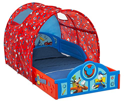 Disney Mickey Mouse Sleep and Play Toddler Bed with Tent by Delta Children, Blue/Red