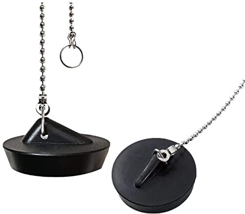 Tapón de Drenaje de Goma, 2 Pieza Tapón de Fregadero con Cadena Tapón de Bañera ​Tapón de Drenaje de Goma con Ganchos Tapón Desagües Estándar Tapones Universales para Cocinas Baños Lavaderos Bañera