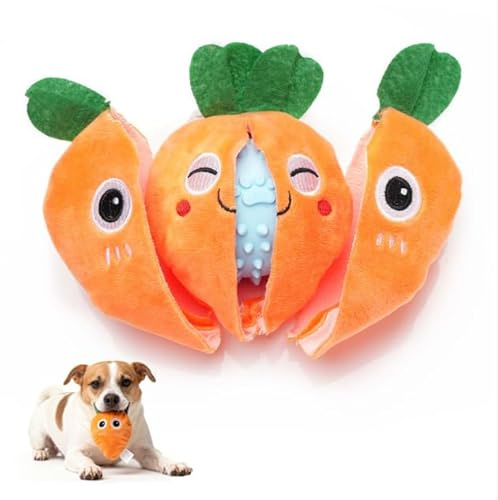 MewaJump 3-in-1 Plush Cute Dog Toy with Squeaky Ball, Dog Chew Toy with 3 Layers for Teeth Cleaning and Puzzle Enrichment for Small and Medium Breed Dogs
