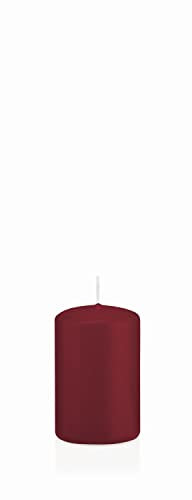 INNA-Glas Candela a Colonna Maeva, Bordeaux, 8 cm, Ø5 cm, 18h - Made in Germany - Candela Decorativa