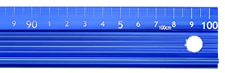 sourcing map Metal Regla 100cm Métrica Regla Medida Aluminio Aleación Antideslizante Protección Regla Recta Cortar Regla Medición Herramienta con Colgante Agujero para Cortar Medir, Azul