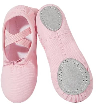 flintronic Ballet Shoes, Canvas Dance Shoes, Leather Split Sole, Gymnastic Yoga Shoes, Ballet Slippers, Ballet Flats, Ballet Dance Shoes for Girls Women Kids, Pink (9.5-11 UK Child)