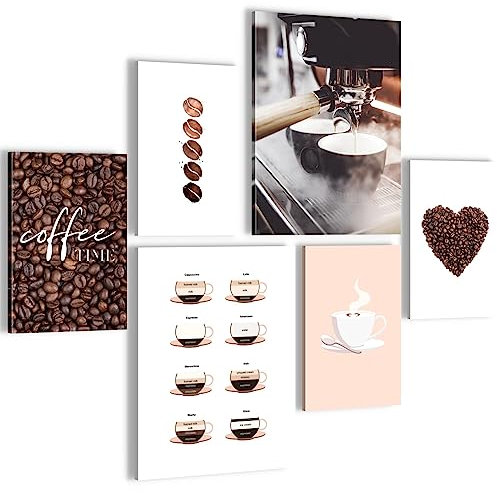 Novart Wandbilder Set Kaffee Coffee Küche - KEIN EXTRA RAHMEN BENÖTIGT - Modern Deko - Esszimmer Küchenbilder N027863a