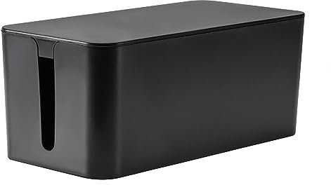 RICOO Kabelbox, Kabelmanagement Box Z2301-B, Kabel Organizer Box 23,5 x 11,5 x 12 cm, Aufbewahrungsbox zum Verstecken von Steckdosenleisten, Adaptern und Kabeln, Kabelsammler, Schwarz