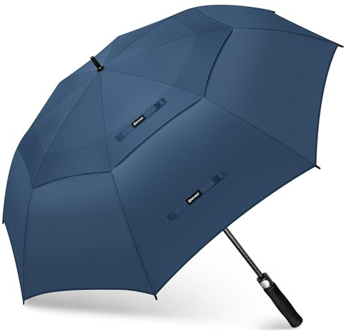 KEYHOT Golf Regenschirm XXL Sturmfest, Großer Regenschirm Sturmfest Stabil, GolfSchirm für Herren Damen 2 Personen (Marineblau)