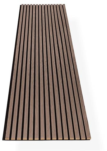 HAGEFOL® Acoustic Panels Wood 240 x 60 cm Walnut Wall Panels Wood 3D Slat Wall Made of Wood Veneer on Acoustic Felt, Acoustic Panels 2400 x 600 mm