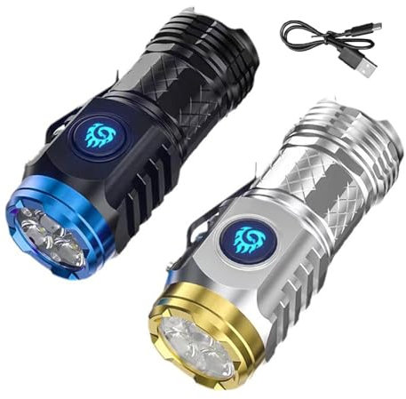 Lesunbak Torcia Elettrica Ad Alti Lumen | Potente Torcia A LED A 5 modalità con Lumen Elevati, Torcia Tascabile da Campeggio con Mostro A Tre Occhi, per Emergenza da Campeggio Domestica All'aperto