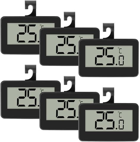 6 Stk Kühlschrankthermometer, Digital Kühlschrank Thermometer mit Gut Lesbarem LCD-Anzeige Thermometer für Gefrierschrank mit Frost Alarm Thermometer kühlschrank für Zuhause, Home, Restaurants, Küche